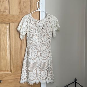 Lulus white with nude underlay dress